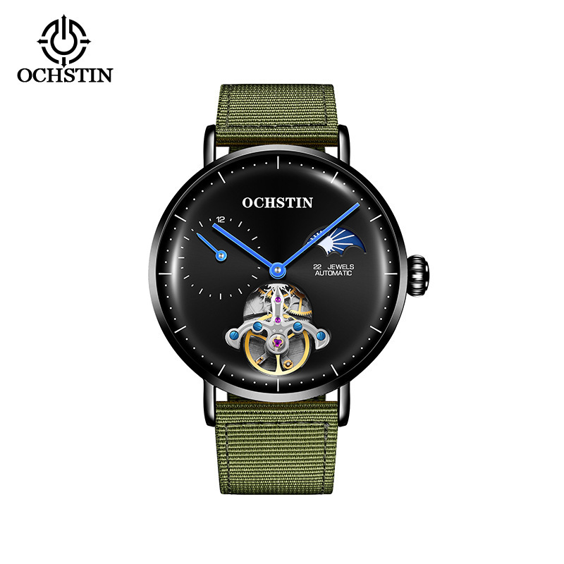 Ochstin月像透かし彫り飛輪機械時計男性時計全自動生放送クロスボーダービジネスベルト機械腕時計|undefined