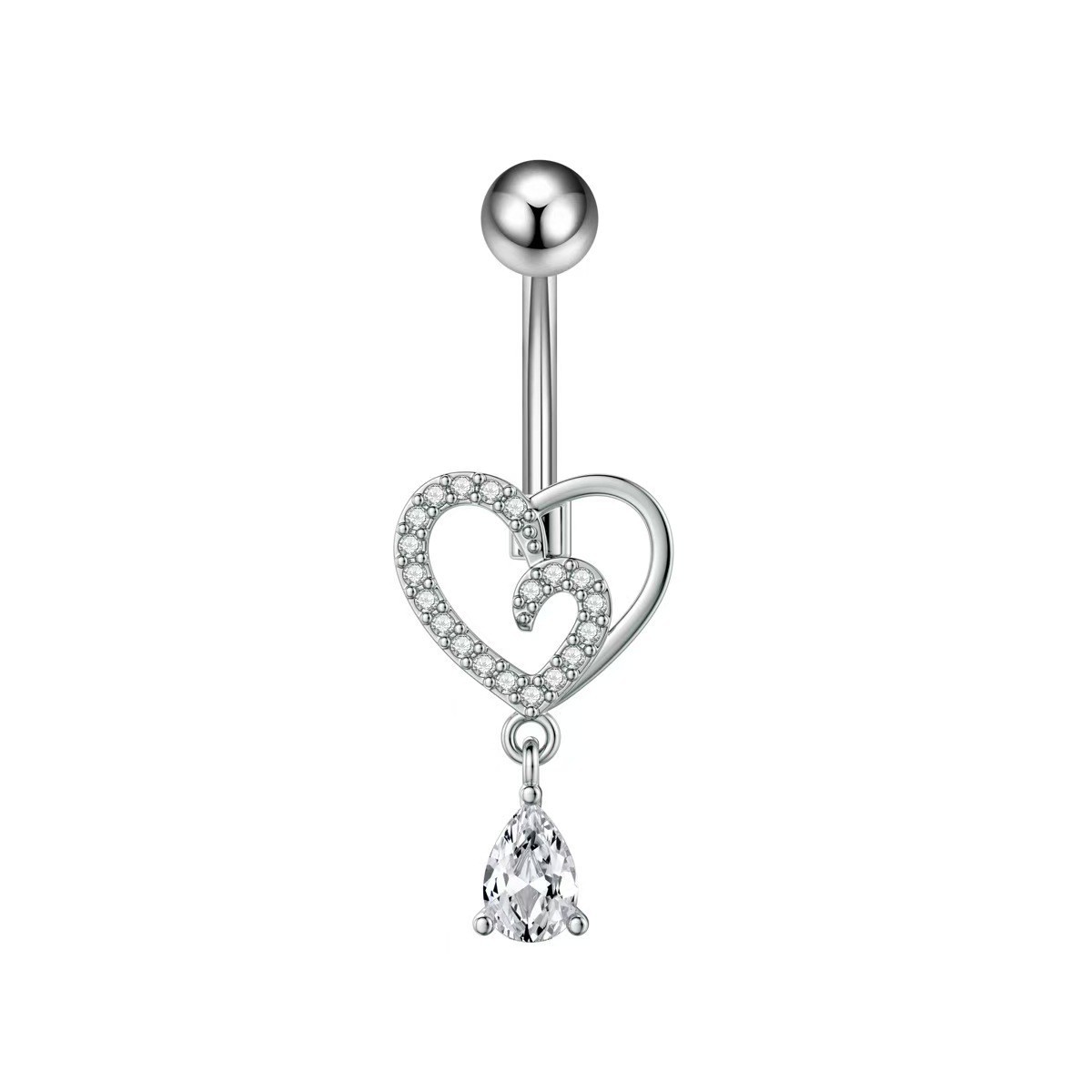 Cross-Border E-Commerce New Heart-Shaped Navel Nail Cross Pink Navel Ring Water Drop Pendant Belly Ring Body Piercing detail image 10