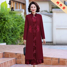新款妈妈两件套连衣裙40-60岁春季新款中老年女装50岁中年衣服春