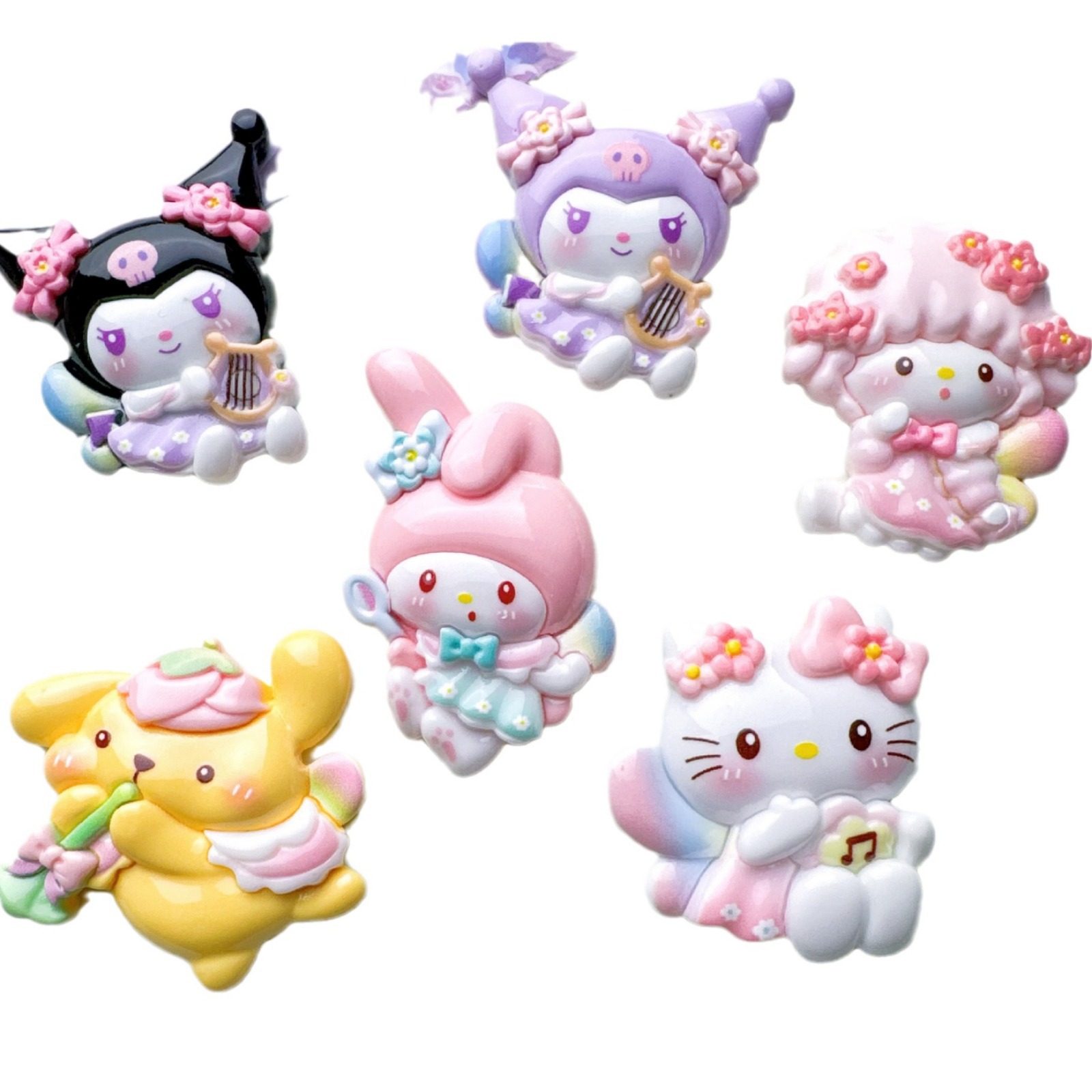 DAKA SANRIO 시리즈 냉장고 자석 휴대 전화 케이스 헤어 액세서리 나막신 DIY 쥬얼리 패치 수지 소재 도매