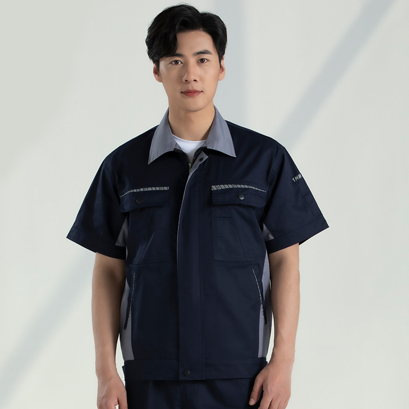Trajes de trabajo de mangas cortas para hombres desgaste sitio de construcción de reparación de automóviles ropa mecánica y eléctrica fábrica de ropa de seguro laboral personalizada