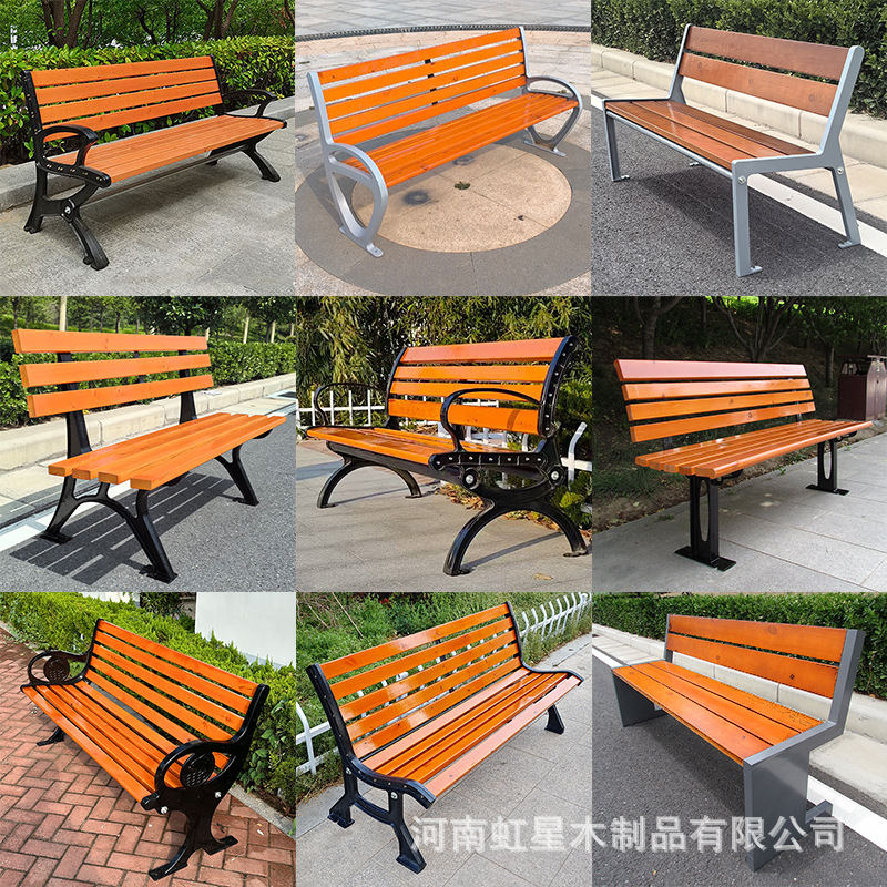 silla de parque silla larga al aire libre banco al aire libre patio asiento de ocio anticorrosión madera sólida plástico madera forjada silla de fila respaldada image 3
