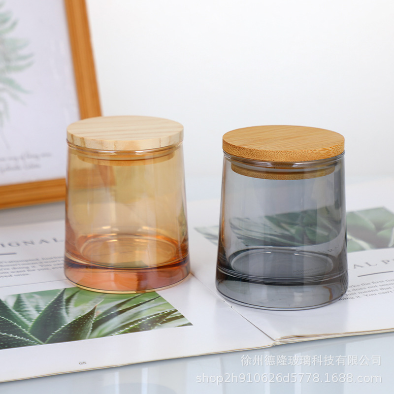 Taza de cera de banana ámbar con tapa ins taza vacía color brillante DIY vasos de cera de piedra de fragancia decoración de alta calidad