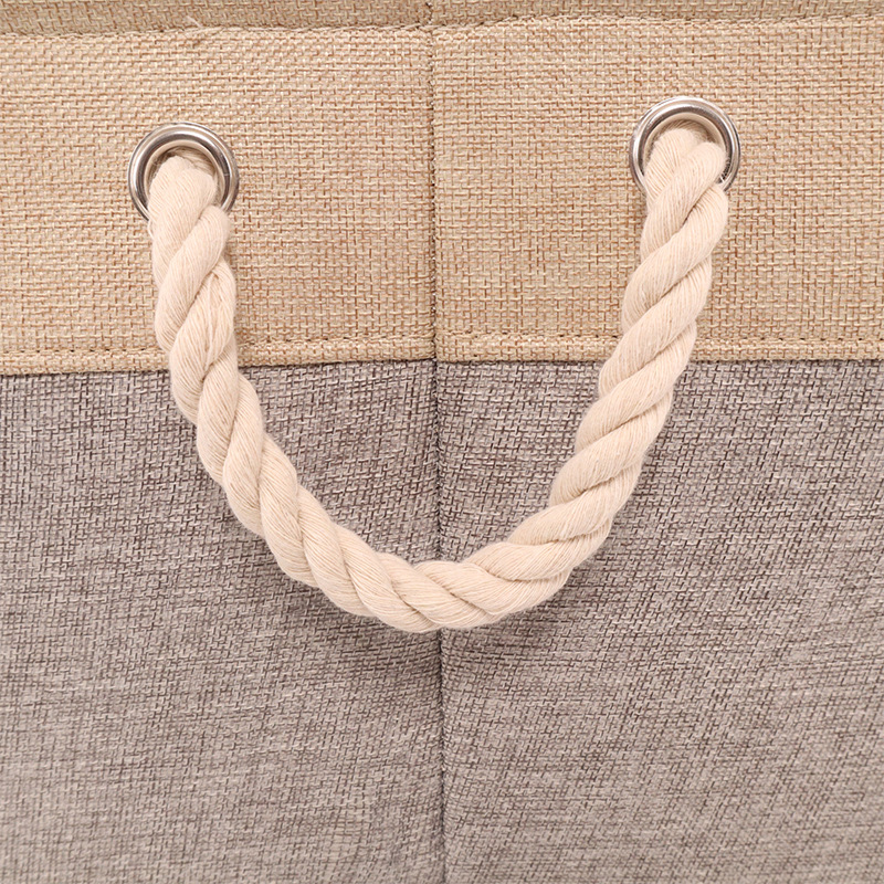 收纳筐亚麻 宿舍衣物收纳整理筐防尘束口杂物收纳筐 手提双拼收纳