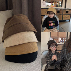 韓国版の子供の帽子春秋の男女の子供の平頂の純色の漁師の帽子の潮の赤ちゃんの簡単な盆の帽子のバケツの帽子ins