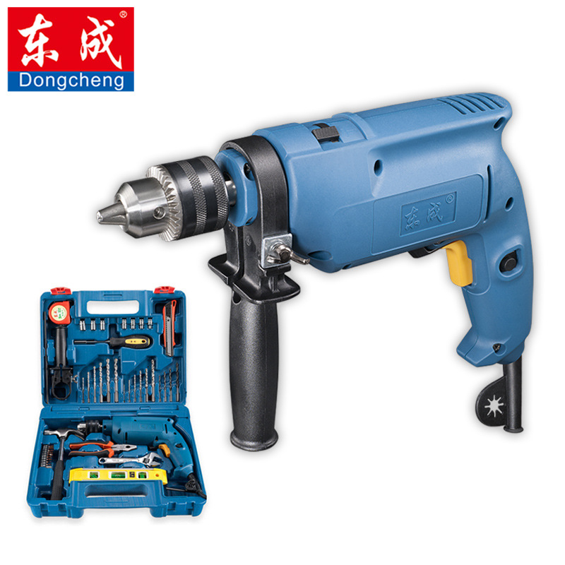 Dongcheng taladro eléctrico de impacto caja de herramientas domésticas taladro de impacto multifuncional conjunto de taladro eléctrico Z1J-FF04-13