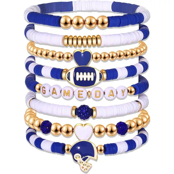 8 suit Rugby Bracelet Multi-layered Stacked Crystal Love Five-pointed Star Letter Soft Pottery Friendship Elastic Bracelet