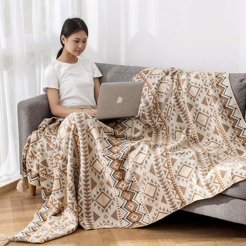 纳瓦霍日光腈纶针织波西米亚披肩毯午睡毯冬季毛毯沙发装饰盖毯子