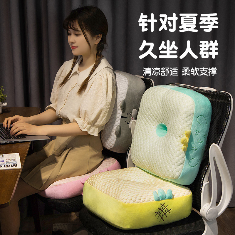 De dibujos animados de hielo del hogar cojín de seda Silla de comedor cojín engrosado tatami Oficina siesta almohada antideslizante cojín trasero sensación fresca