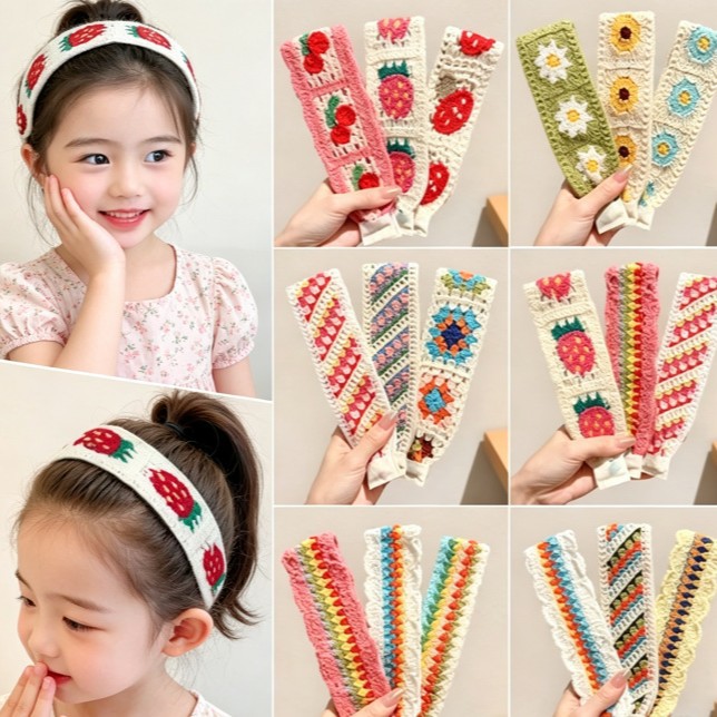 Children's Sweet Floral Wide-Brimmed Magic Tape Baby Forehead Bangs Hair Styling Tool Hair Fixing Headband