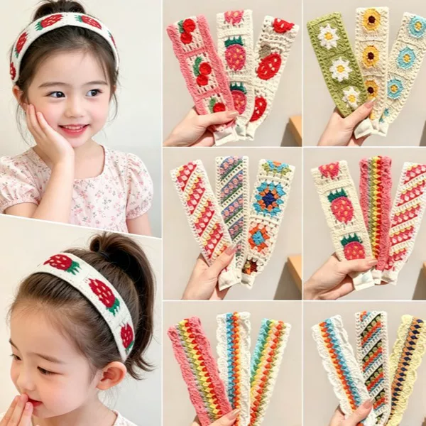 Children's Sweet Floral Wide-Brimmed Magic Tape Baby Forehead Bangs Hair Styling Tool Hair Fixing Headband