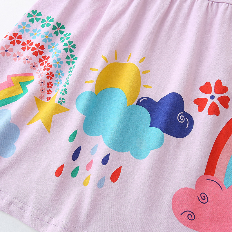Venta directa de fábrica, vestidos para niñas, estilo europeo y americano, vestido de princesa con estampado de dibujos animados, vestido de verano 26, nuevo vestido infantil