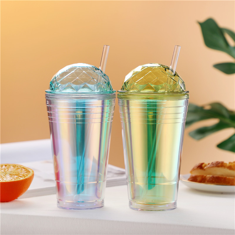 Spot supply sequined straw cup 560ML dou...