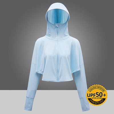 防曬衣女長袖防紫外線2021夏季新款薄款短款冰絲透氣帶帽騎車外套