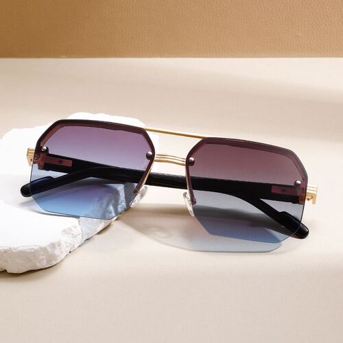 2025 Classic Metal Square Half-Rim Fashion Trend Sunglasses for Driving and UV Protection