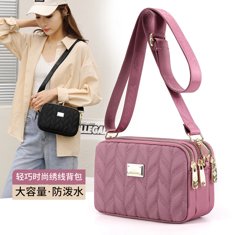 Mobile Phone Bag Crossbody Bag Women's Nylon Cloth Hand Carrying Mini Embroidery Shoulder Bag Internet Celebrity Crossbody Bag Neck Bag Coin Purse