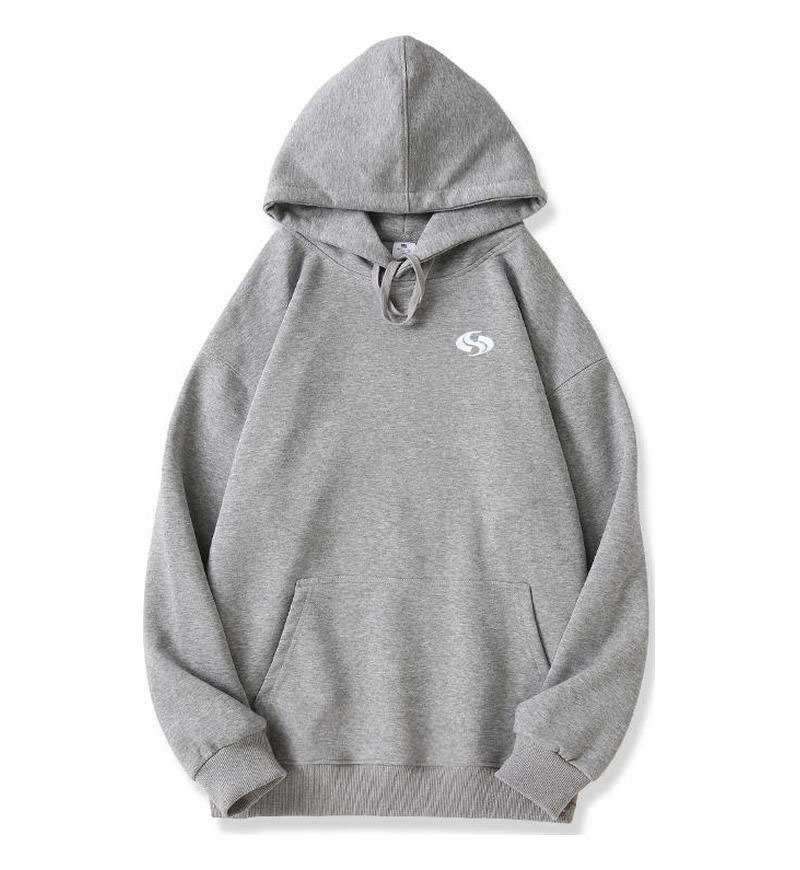 Men's Clothing 400G Silver Fox Fleece Fleece Lined Sweatshirt, Long Sleeved, Fleece Lined, Drop Shoulder, Hooded, 8S Pattern, Autumn/winter Style._voghion.com