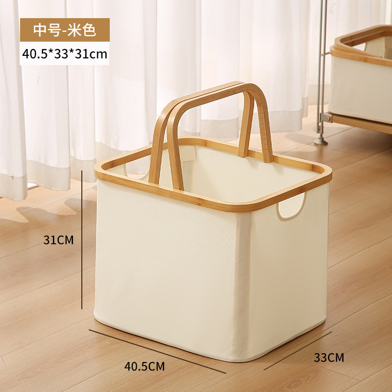 Cesto de lavandería de bambú y madera con tapa, cesta de almacenamiento grande para juguetes y artículos diversos, caja de almacenamiento plegable.