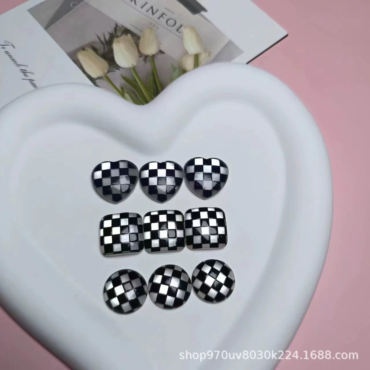 Квадратная Шахматная Смола патч ручной работы шпилька DIY аксессуары для волос аксессуары для одежды отверстие обувь материал корпуса мобильного телефона оптом