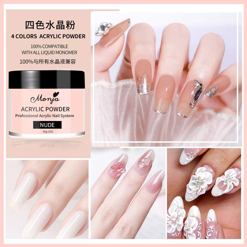 En línea celebridad embotellada uñas desnudas talla en polvo 60g polvo de cristal acrílico puede extender talla 30g en caja al por mayor