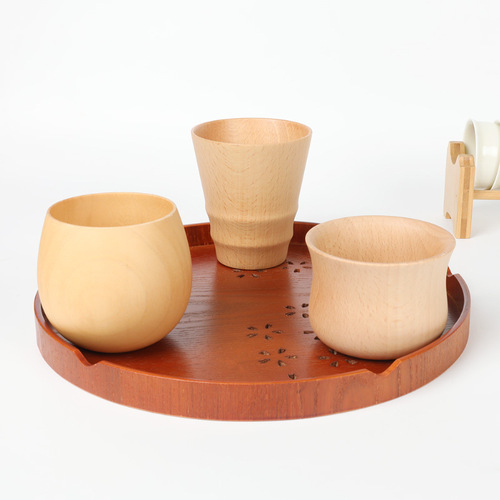 Factory household milk handle coffee cup wooden insulated drinking water cup simple Japanese style water cup