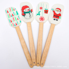 食品级爱心硅胶抹刀高颜值长柄搅拌勺木柄硅胶铲厨房用具奶油刮刀