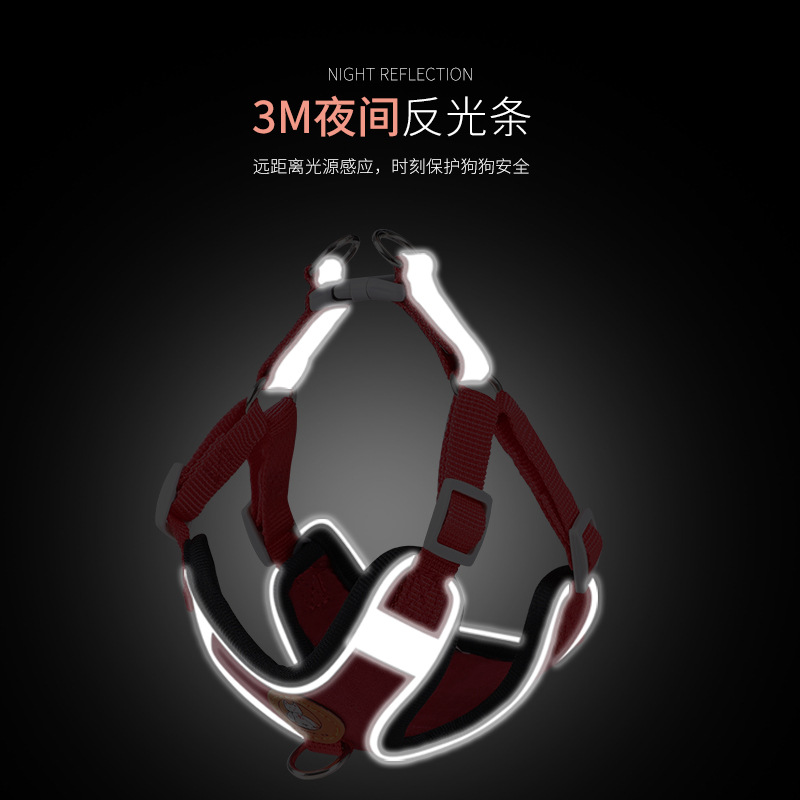 Transfronterizo nuevo perro pecho y espalda universal reflectante de gamuza caminando perro artefacto correa de pecho cuerda de tracción para mascotas