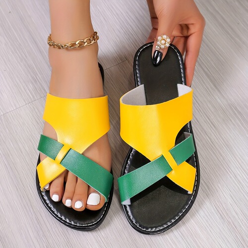 Women's Elegant Strappy Sandals Yellow and Green Soft