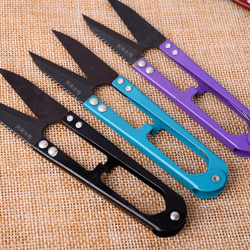 厂家直销天丰TF806型号家用带齿小线头剪刀多色裁缝修边纱剪便携