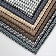 涤纶弹力斜纹格子布料服装内里色织提花小格子面料格纹布匹批发