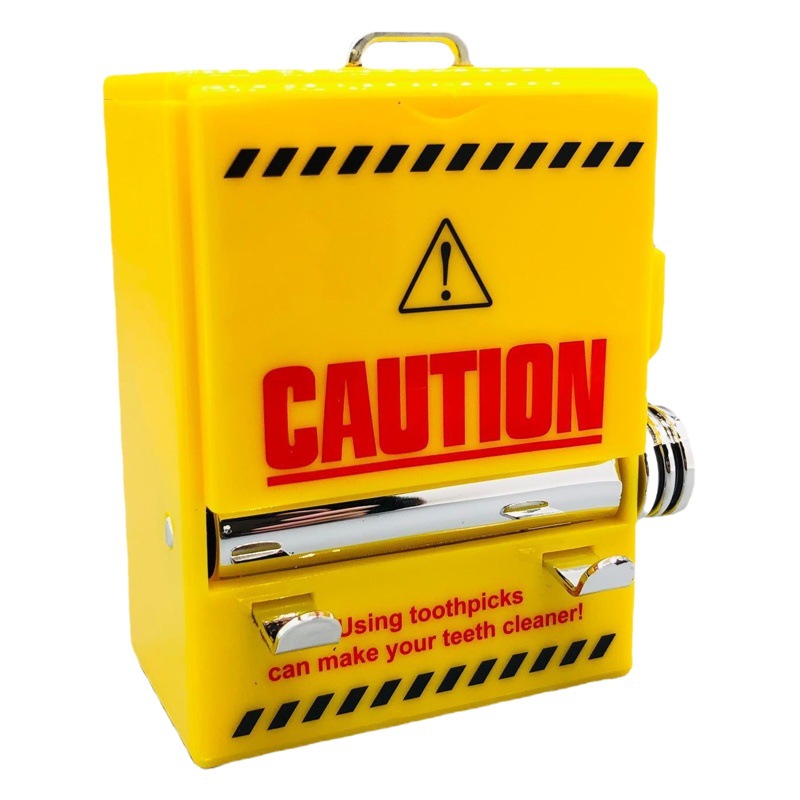 Creativo americano retro cola palillo de dientes caja automática máquina expendedora forma presionando palillo titular caja de almacenamiento caja palillo de dientes