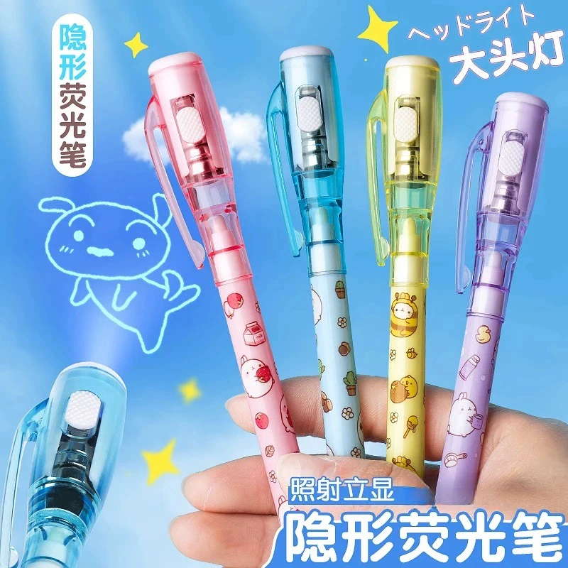 Не видимый высокlighter световой стержень, светящийся невидимый ручка с UV шариковой ручкой, тайно светящаяся ручка пометка