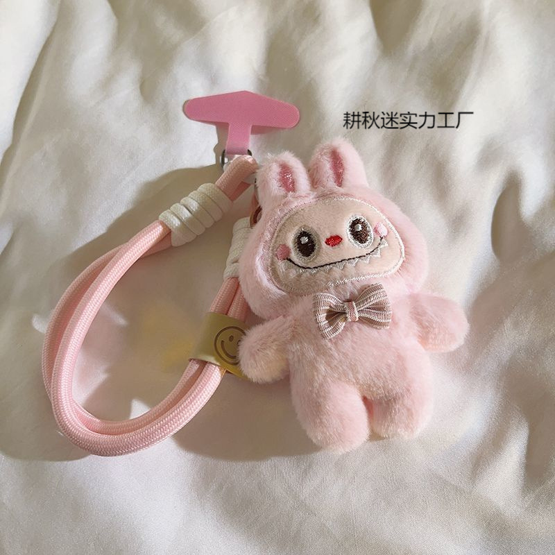 多用途のピンクのラブブー人形ペンダント携帯電話ストラップ織りショートバックパックペンダント携帯電話ケースユニバーサル|undefined