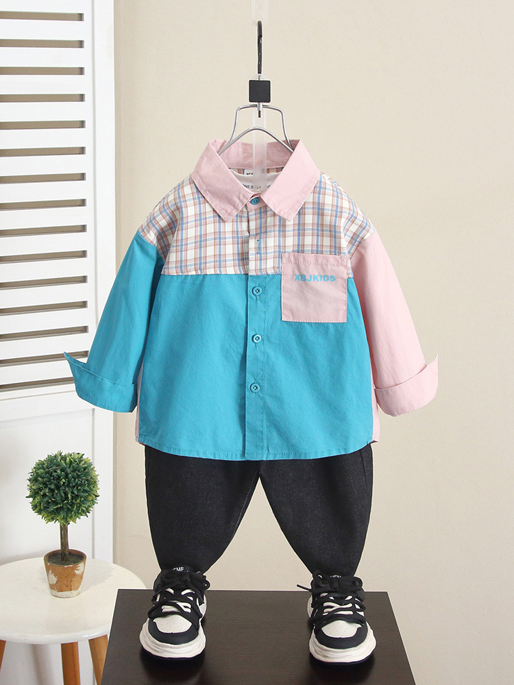 6239 Chaqueta de camisa para niños 2025 otoño nuevo estilo camisa casual de manga larga para niños primavera y otoño cardigan para niños marea