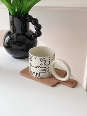 T9J5 wholesale graffiti style mugs, Instagram trendy large ear cups, large capacity flower tea cups, couple cups, office use