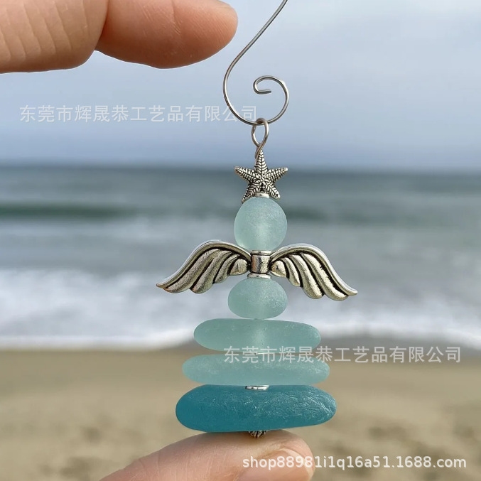 跨境新款Christmas Sea Glass Ornaments圣诞海玻璃装饰品|undefined