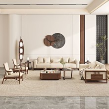 新中式实木沙发组合现代简约客厅别墅三人位四人位小户型禅意家具