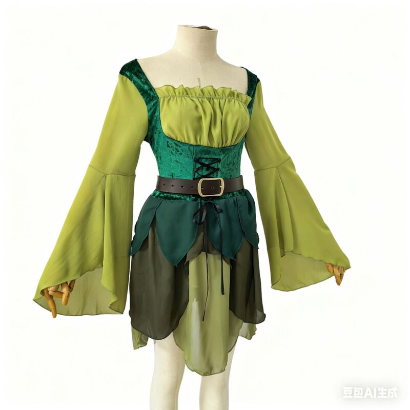 Women Elf Medieval Wizard of oz Magic Elf Dress Halloween Cosplay Costume