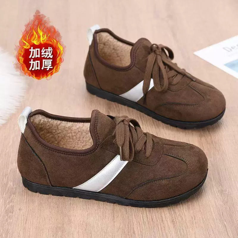 德训鞋女冬季新款棉鞋加绒保暖妈妈鞋复古软底防滑时尚百搭休闲鞋