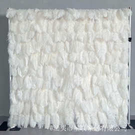 外贸布底白色羽毛鸵鸟毛墙背景墙 婚庆户外陈美网红打卡装饰花墙