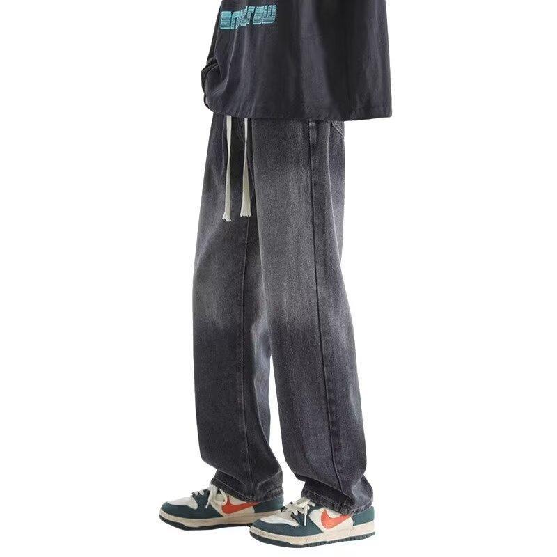 Hong Kong Fashion plus size Denim Trousers Men's Summer New 2024 Jeans Hip Hop Fashion High Street Trendy Trousers