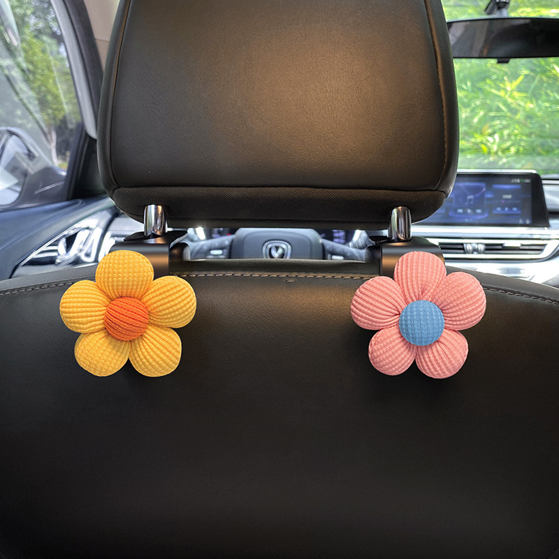 Gancho de coche lindo creativo Gancho de coche multifuncional flor pequeña asiento de coche almacenamiento trasero suministros de coche
