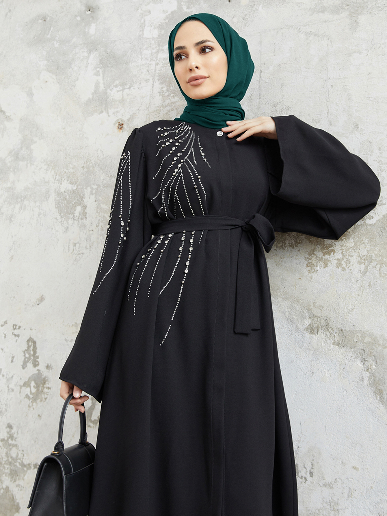 Quality Production Muslim Middle Eastern Women's Clothing Turkish Dubai Heavy Beaded And Rhinestone Long Robe_ecoleips.com