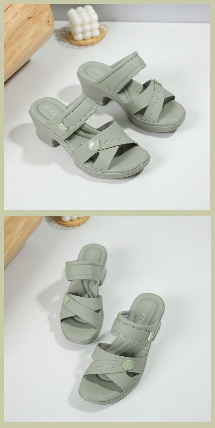 Dép sandal nữ quai chữ V đế xuồng mềm chống trượt — màu đen, xanh lá cây, màu mơ chi tiết 13
