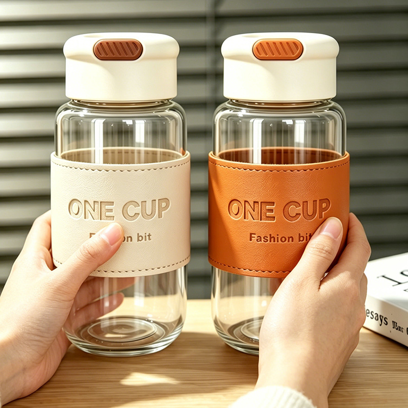 Wholesale Portable Tea Cups for Girls, High-Capacity Cups with Lids, Stylish Glass Cups for Direct Drinking Wholesale Portable Tea Cups for Girls, High-Capacity Cups with Lids, Stylish Glass Cups for Direct Drinking
