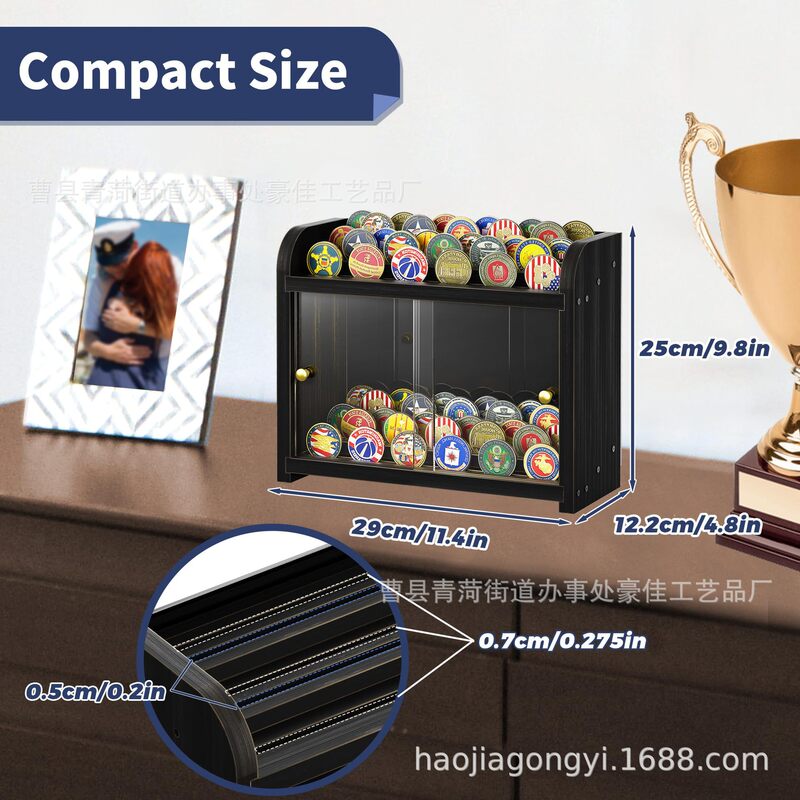 Wooden Layer Challenge Coin Holder Military Coin Stand Display Stand Wooden Shadow Box Coin Collection Display Wooden Box