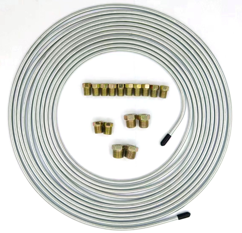 Tubo redondo de 4.76 mm con conector de cobre chapado en oro de grado industrial, línea de freno de 7.62 metros, piezas automotrices resistentes a la corrosión