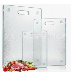 Tempered Glass Cutting Board with Handle Kitchen Counter Dishwasher Glass Chopping Board Non-Slip Rubber Feet Heat-Resistant Scratch