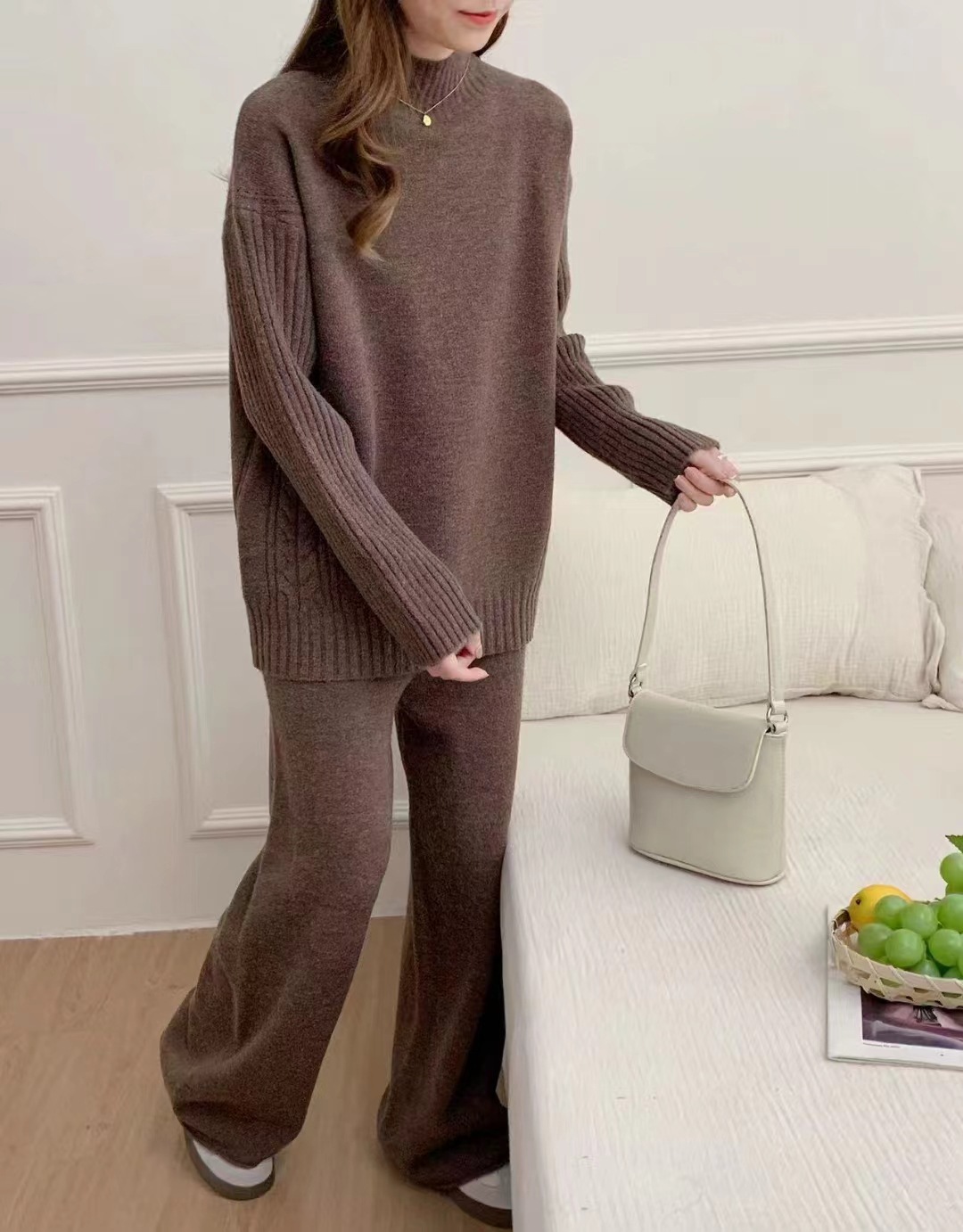 Winter, Autumn Season Daily Women's Casual Solid Color Nylon Polyester Pant Co-ord Set Pants Sets