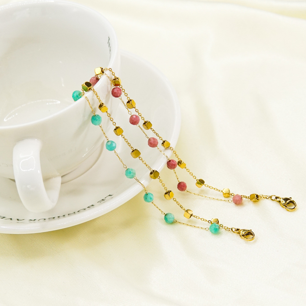 304 Stainless Steel Chain Material PVD Coated 14K Gold Real Gold Plated Ball Stainless Steel Natural Stone Freshwater Pearl Waterproof Non Tarnish 304 Stainless Steel Bracelets